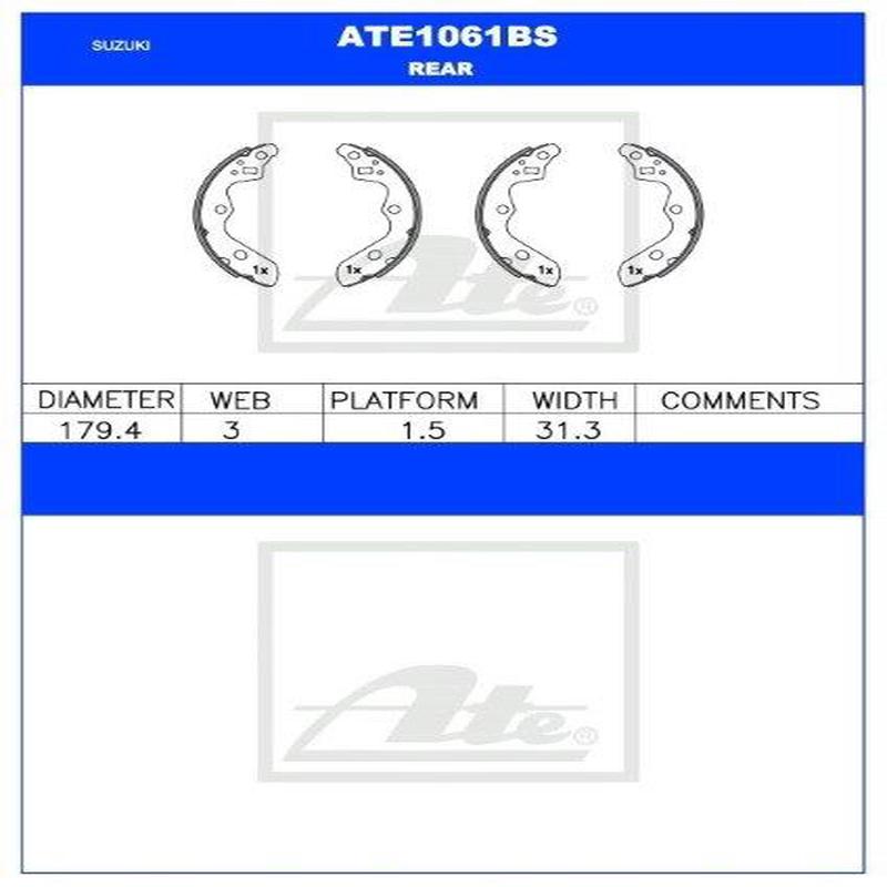 Suzuki Ignis/Swift 1.2 Rear Brake Shoes (ATE1061BS)