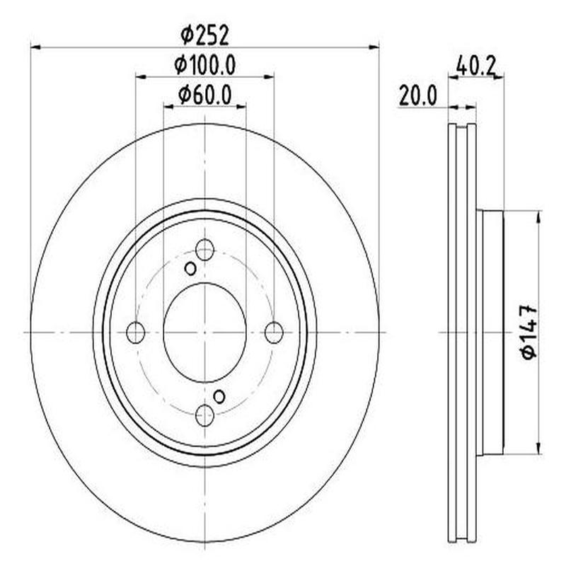 Front Brake Disc (Vented) for Suzuki Fronx 1.5 K15B 252x20mm, 4-Hole BR12124