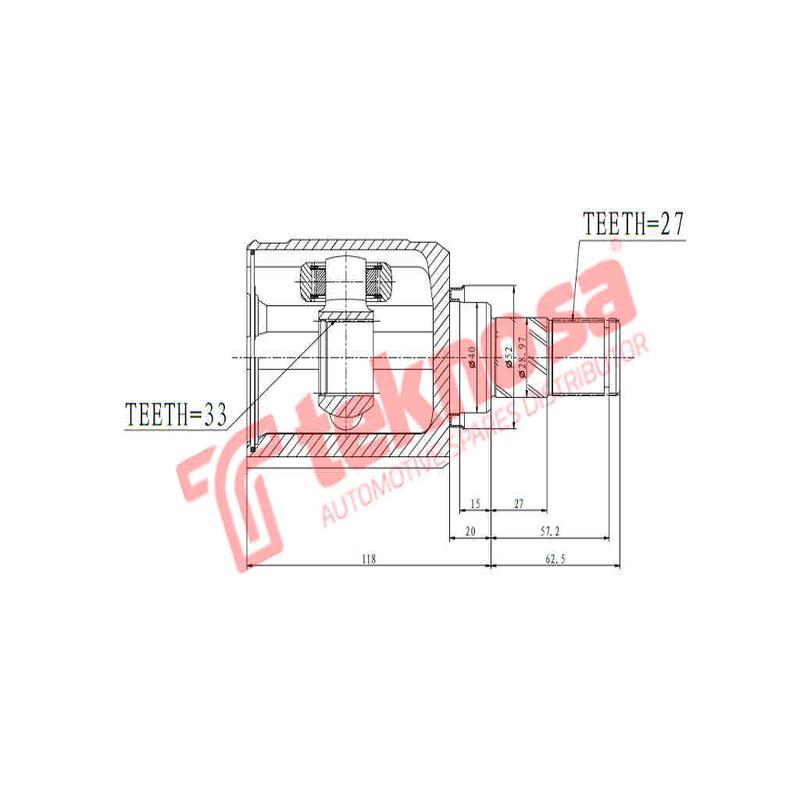 Inner Left CV Joint Nissan Qashqai / Qashqai+2 / X-Trail 2.0 MR20DE NI4059