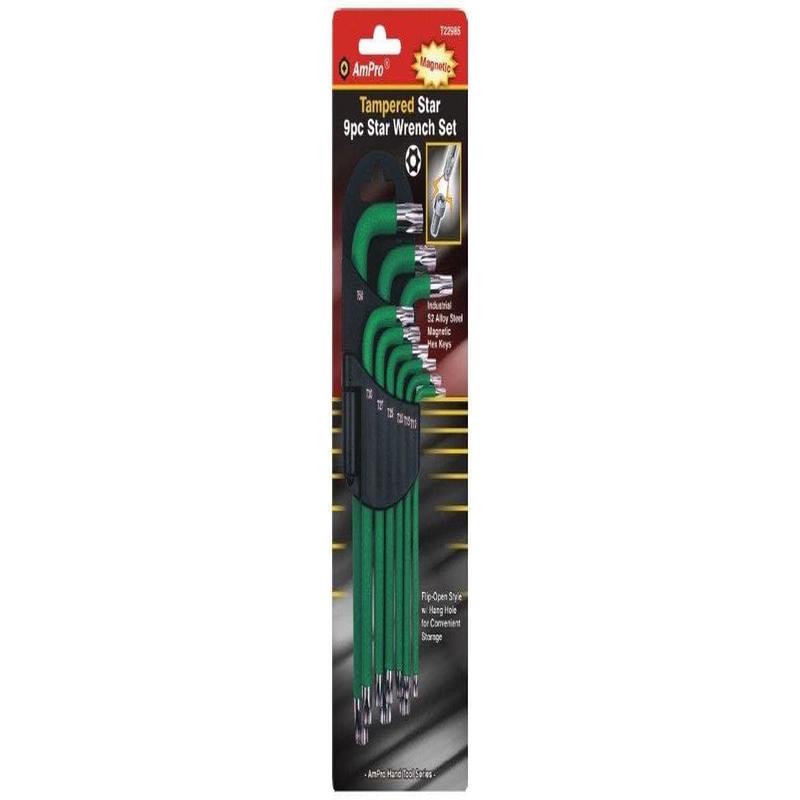 9Pc Magnetic Long Tamper Proof Star Wench Set AMPRO T22985