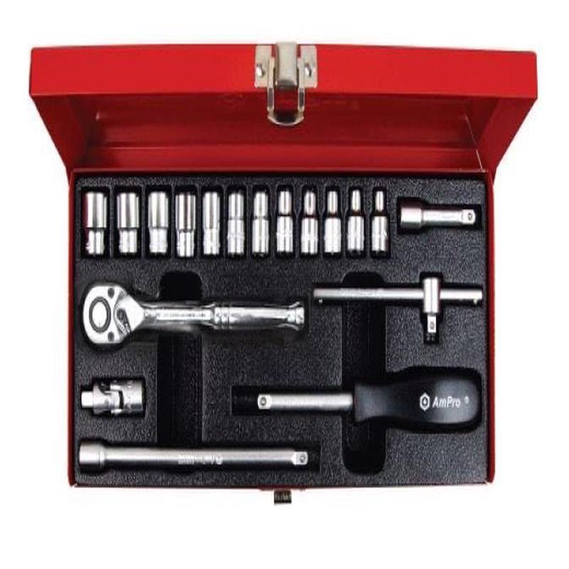 30Pc 1/4Drive Socket Seket Set (Metric) AMPRO T45016