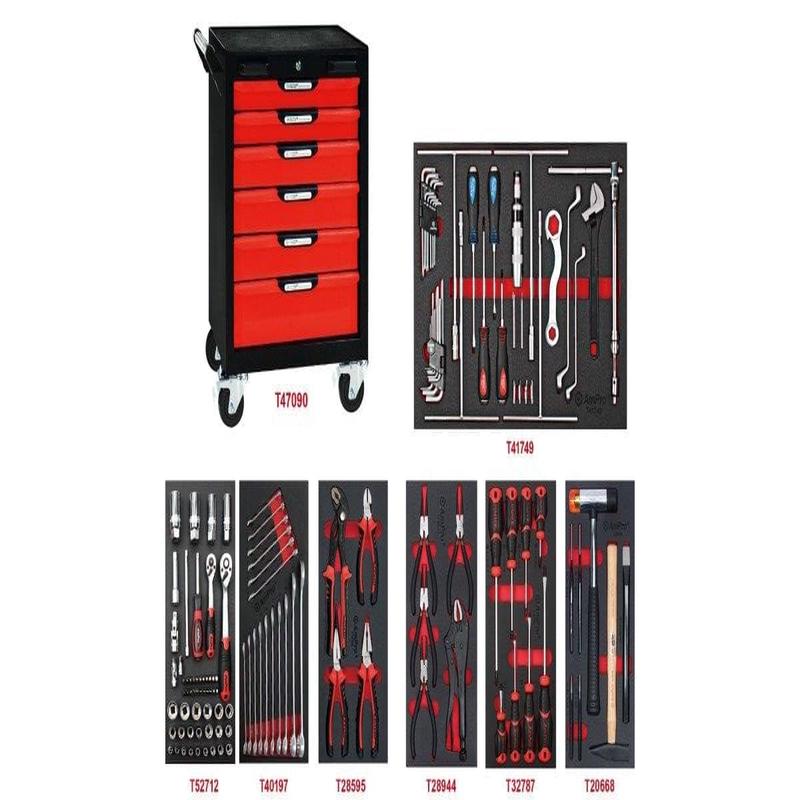 134Pc 1/4" & 3/8" Drive 6-Drawer Wagon Tool Set AMPRO T47320