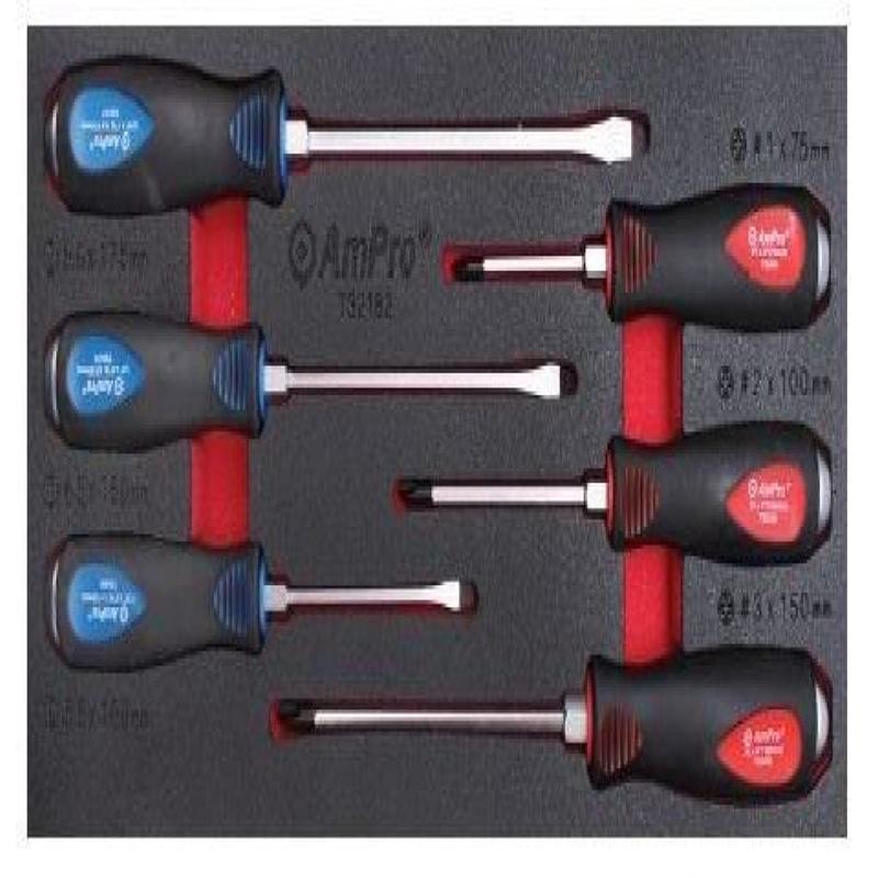 6Pc Go-Thru Screwdriver Set (Ph And Slotted) AMPRO T32182