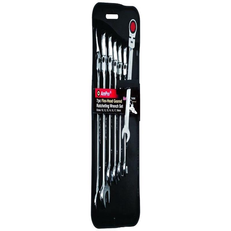 7Pc Flex-Head Ratchet Wrench Set (8-18Mm) AMPRO T42382