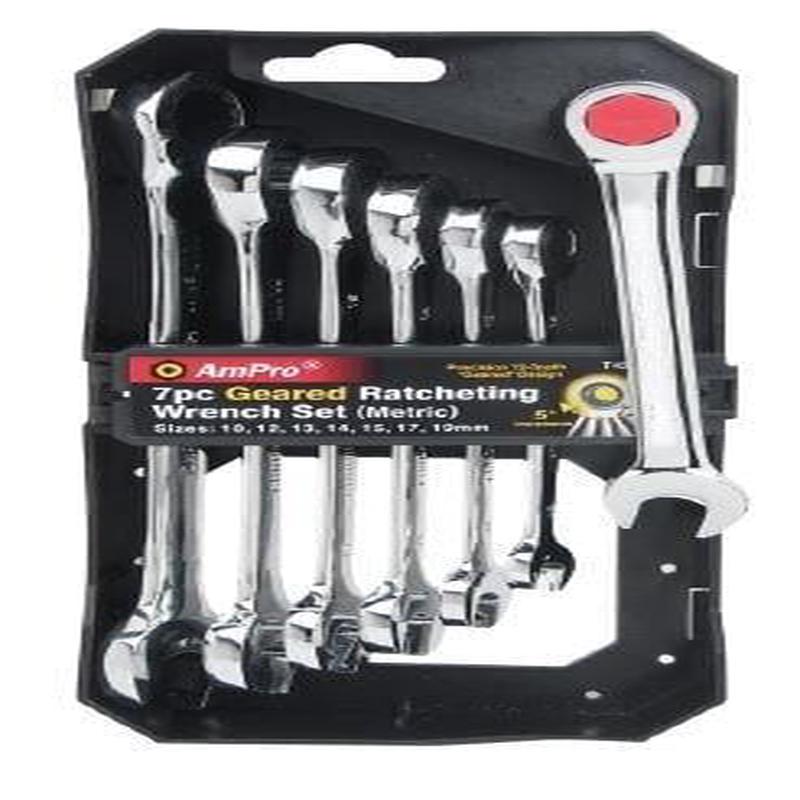 7Pc Ratcheting Wrench Set (10-19Mm) AMPRO T42521