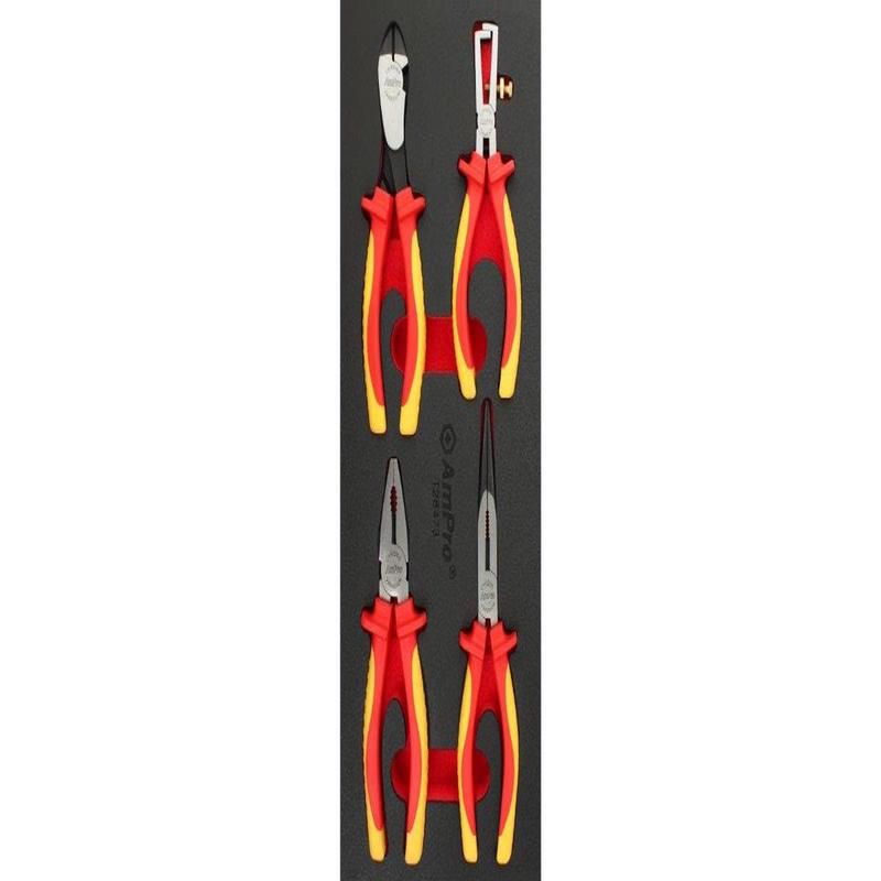 4Pc Insulated Pliers Set (Foam Tray) AMPRO T28473