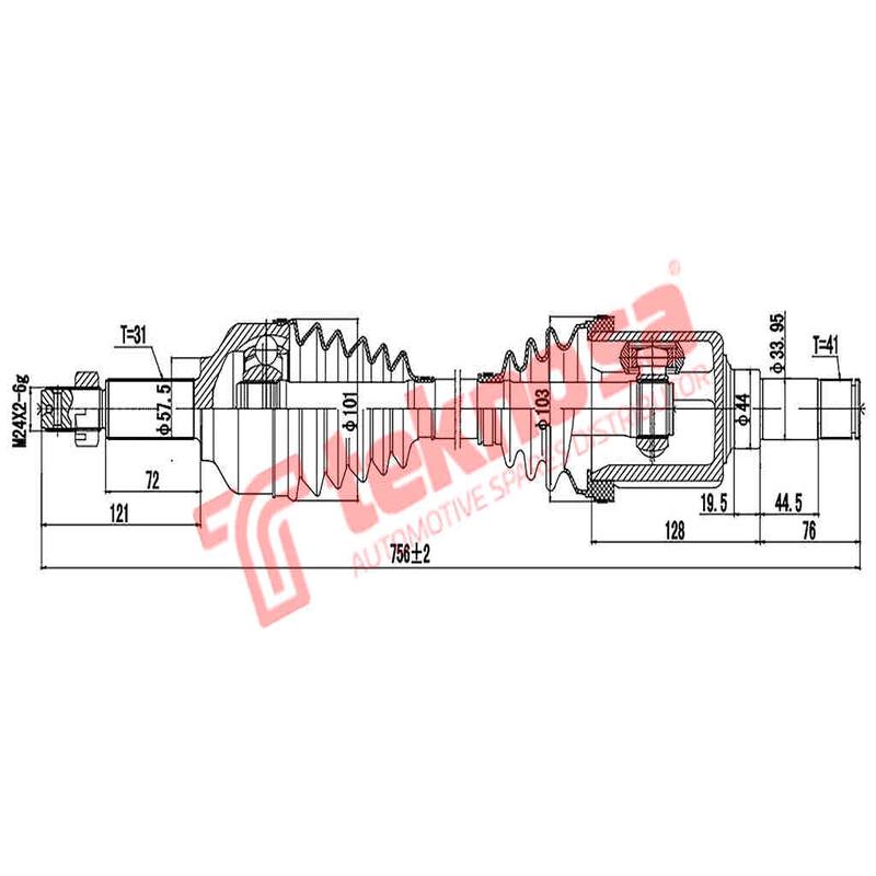 Complete Driveshaft Front Left Ford Torneo, Transit 2012- (DFO400)