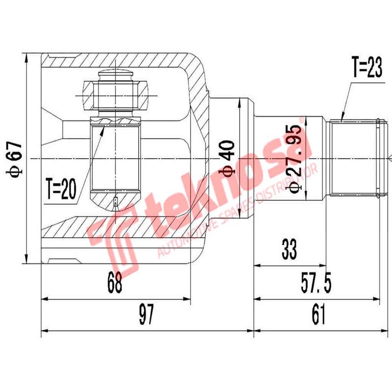 Inner CV Joint Front Left Ford Fiesta 2008> B-Max 2012> Figo 2015> (FD4013 )